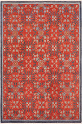 handmade Transitional Kafkaz Rust Blue Hand Knotted RECTANGLE 100% WOOL area rug 8 x 10